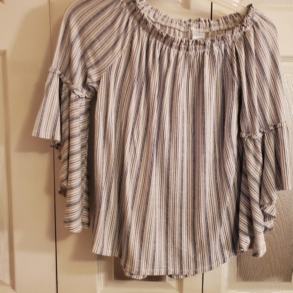 Time N True Blue And White Top S Med